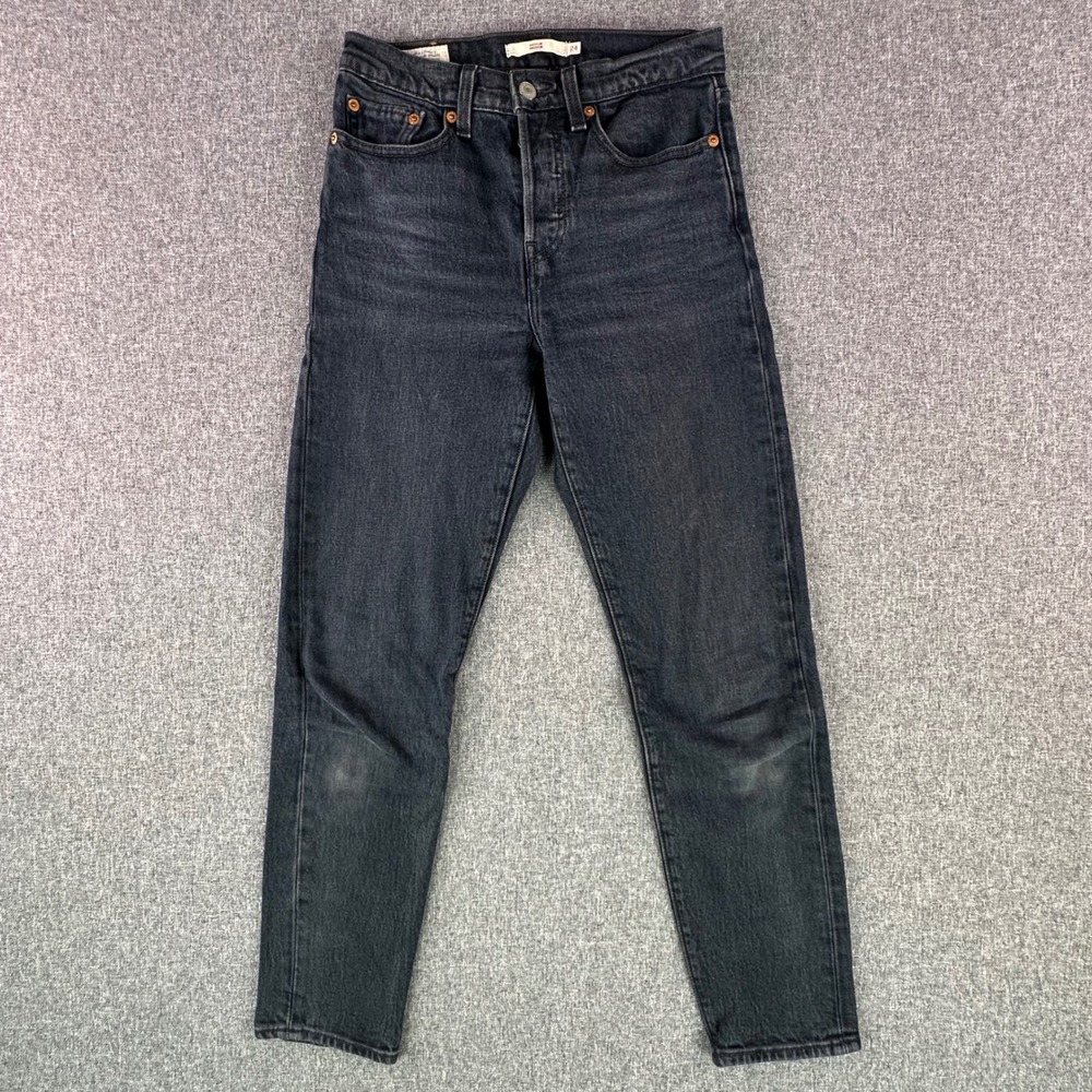 Levi's Jeans Womens 24 Wedgie Straight Charcoal Black High Rise Button Fly